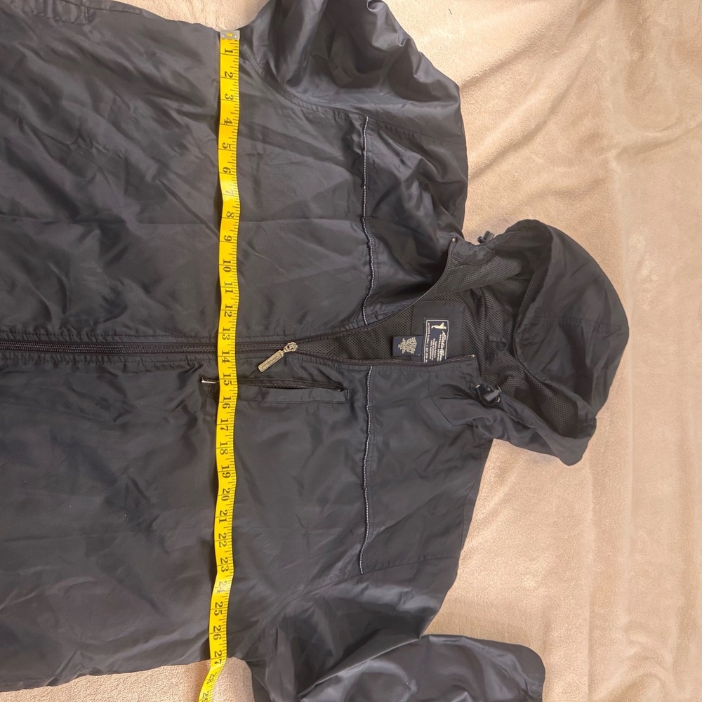 Vintage Eddie Bauer Black Hooded Windbreaker 90's Jacket Coat Outdoor Sz XL Tall - Picture 10 of 13